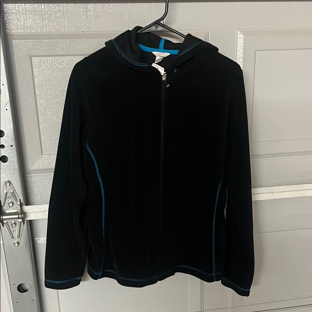 Christopher & Banks Black Hoodie with Blue Stitching